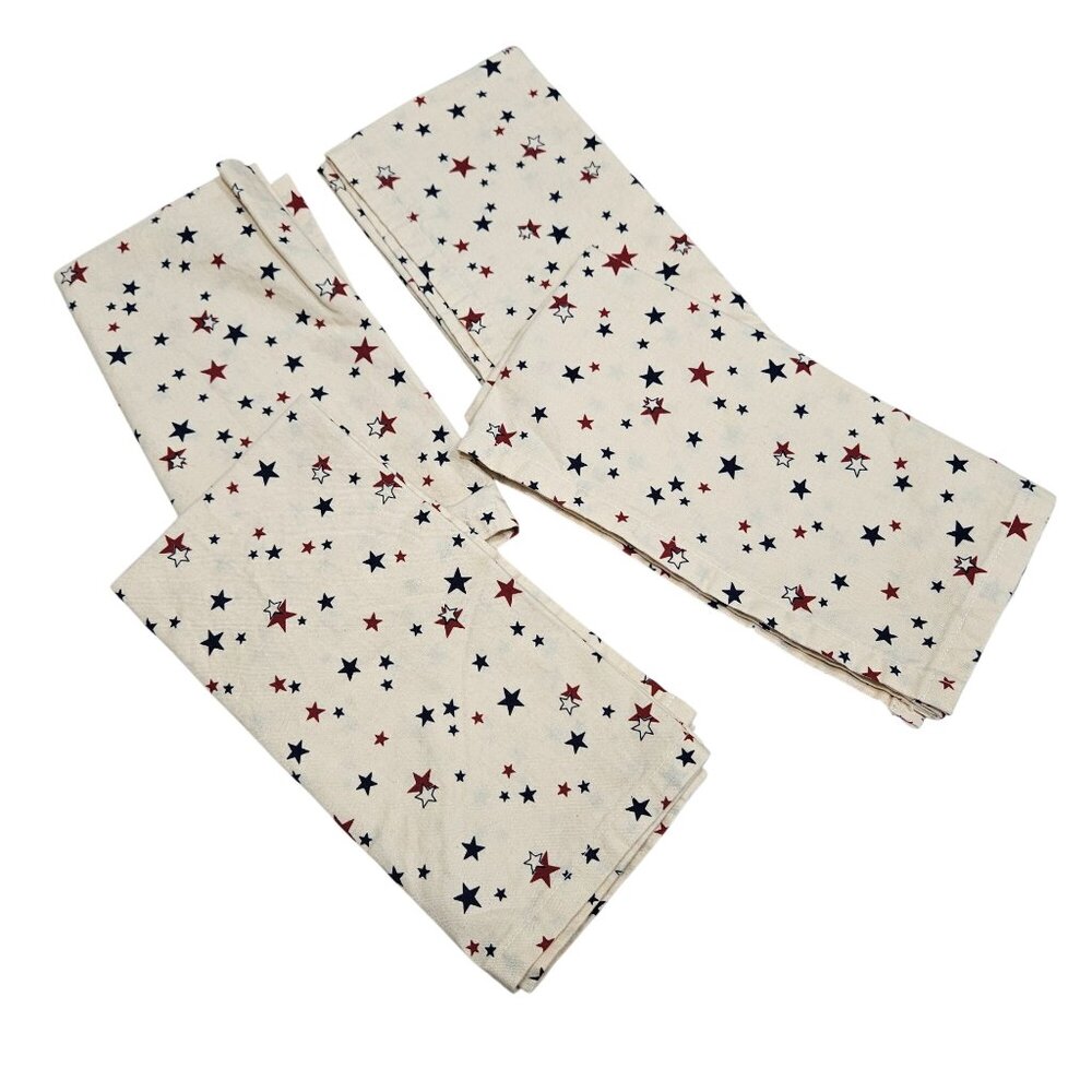 Set Of 4 Red White &‎ Blue Star Napkins Reusable Washable Table Linens Patriotic